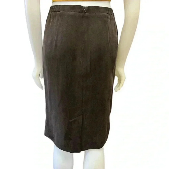 Dana Buchman 100% Silk Brown Lined Pencil Skirt Size 12 - Picture 2 of 14